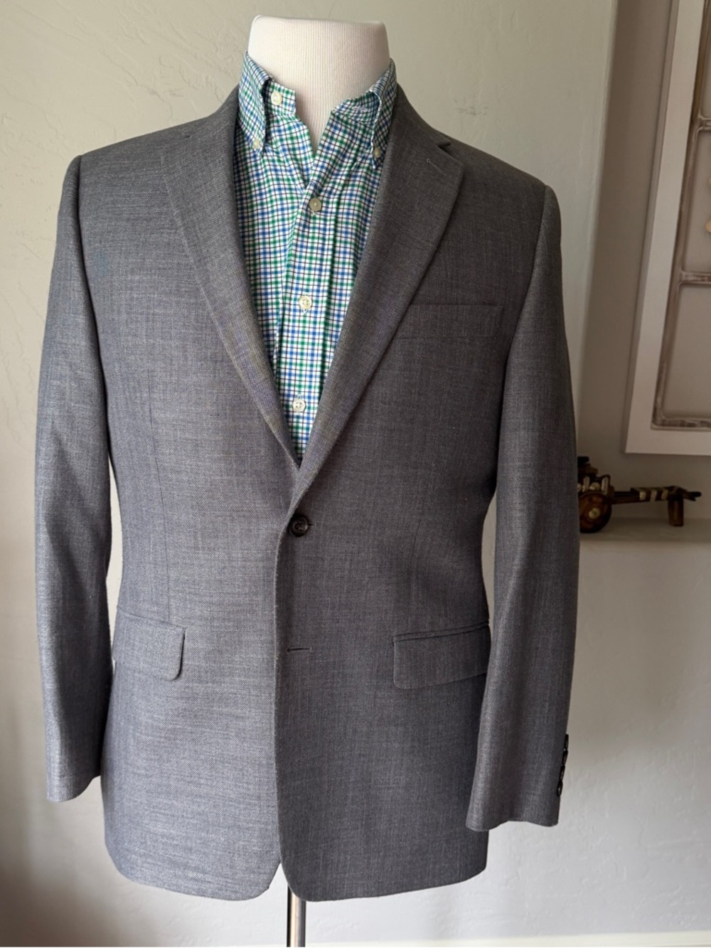 Lauren Ralph Lauren Men's Linen Blend Gray Two Button Blazer Jacket Size 38R
